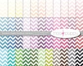 Digital Scrapbook Paper Pack  --  Rainbow Ombre FullPage Chevron -- INSTANT DOWNLOAD