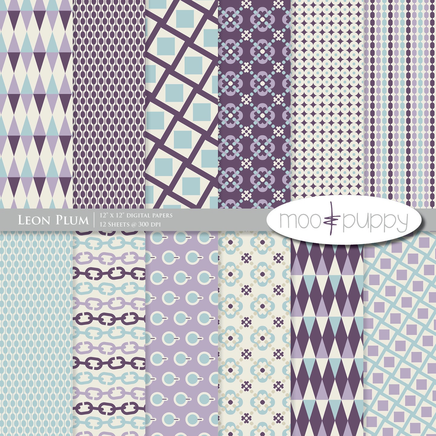 Digital Scrapbooking Paper - Leon Plum -- INSTANT DOWNLOAD