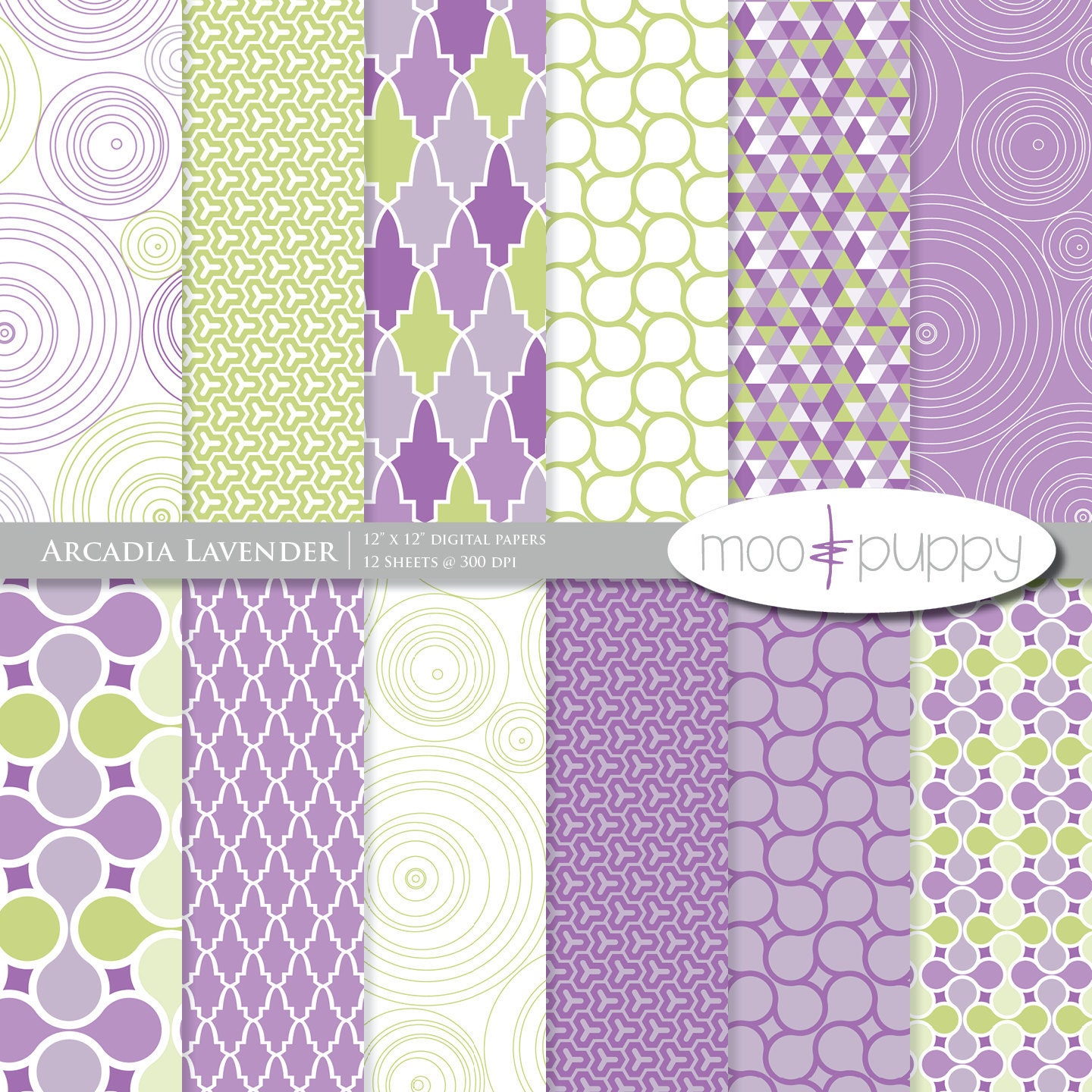 Arcadia Lavender - Digital Scrapbook Paper Pack  -- 12 x 12 and 8.5 x 11  --  INSTANT DOWNLOAD