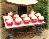 Cupcake Cake Stand X-Lg Rectangle Wood Tree Slice Platter Centerpiece Reception Decor Rustic Wedding Decor