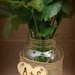LARGE MASON JAR Flower Vase Burlap Lace 2 Quart Jar with Personalized Wood Heart Rustic Wedding Decor Table Centerpiece