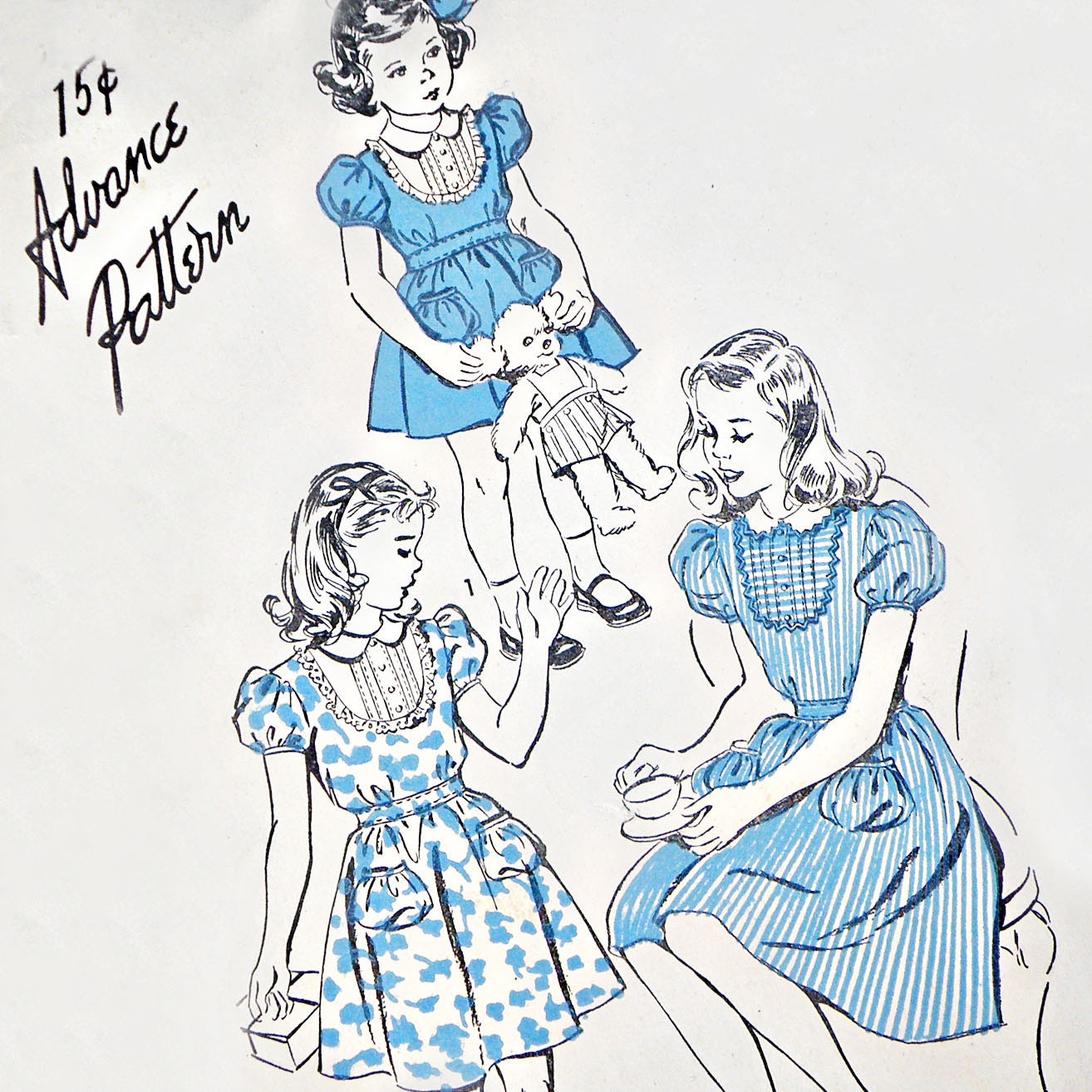 1940s Advance Pattern for little girl dress - Size 6 (chest 24) - No. 4252