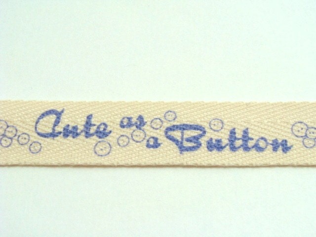 CLEARANCE SALE - 3 yds 5/8" Cotton Twill Tape - Cute as a Button - Blue