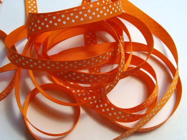 Grosgrain Ribbon Swiss Dots - 25 yd Spool 3/8" Tangerine