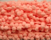 Pom Pom Fringe - Peach - 5 yards 4" - 25 mm Size Balls