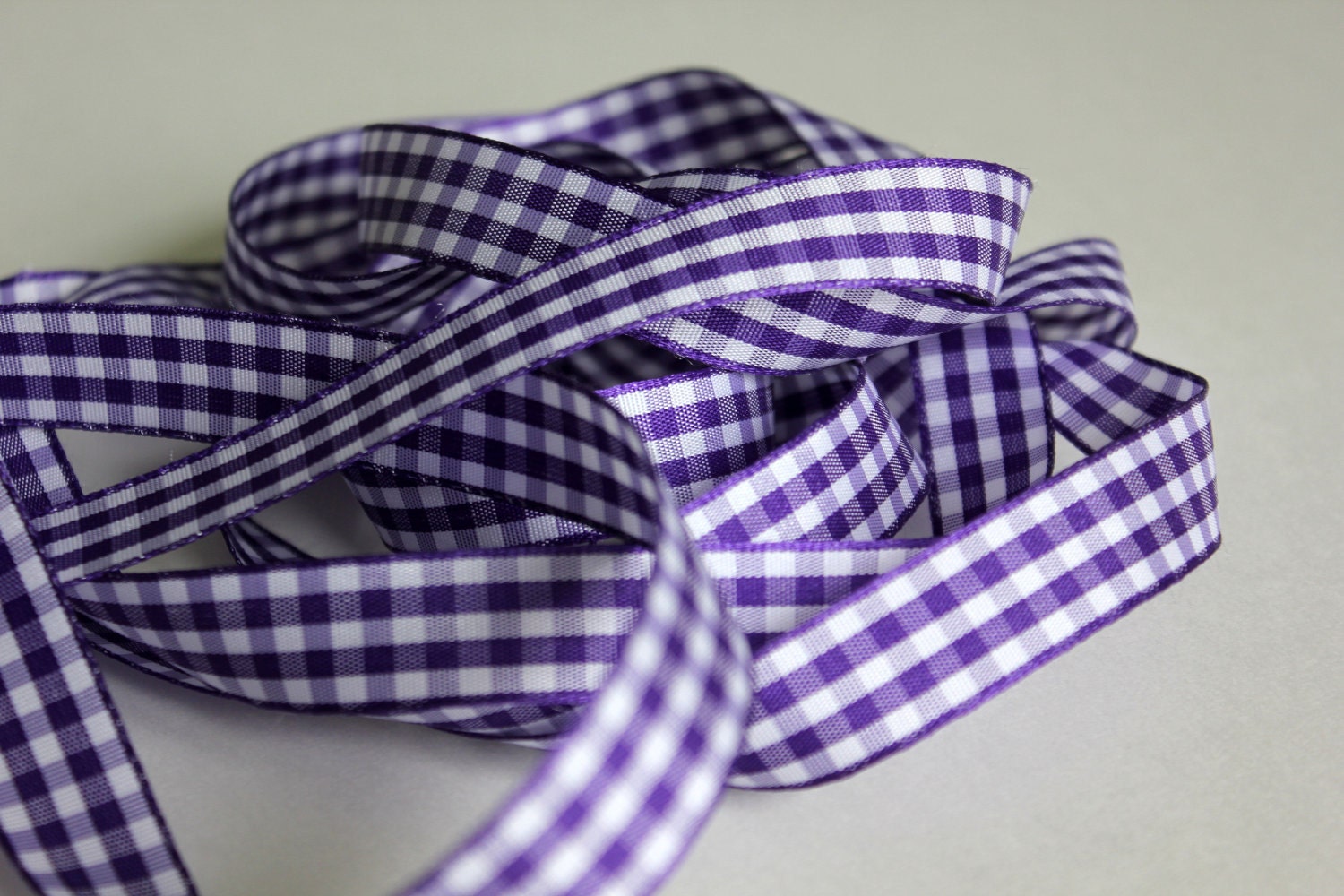 5 yds of 5/8" Gingham Ribbon in Purple