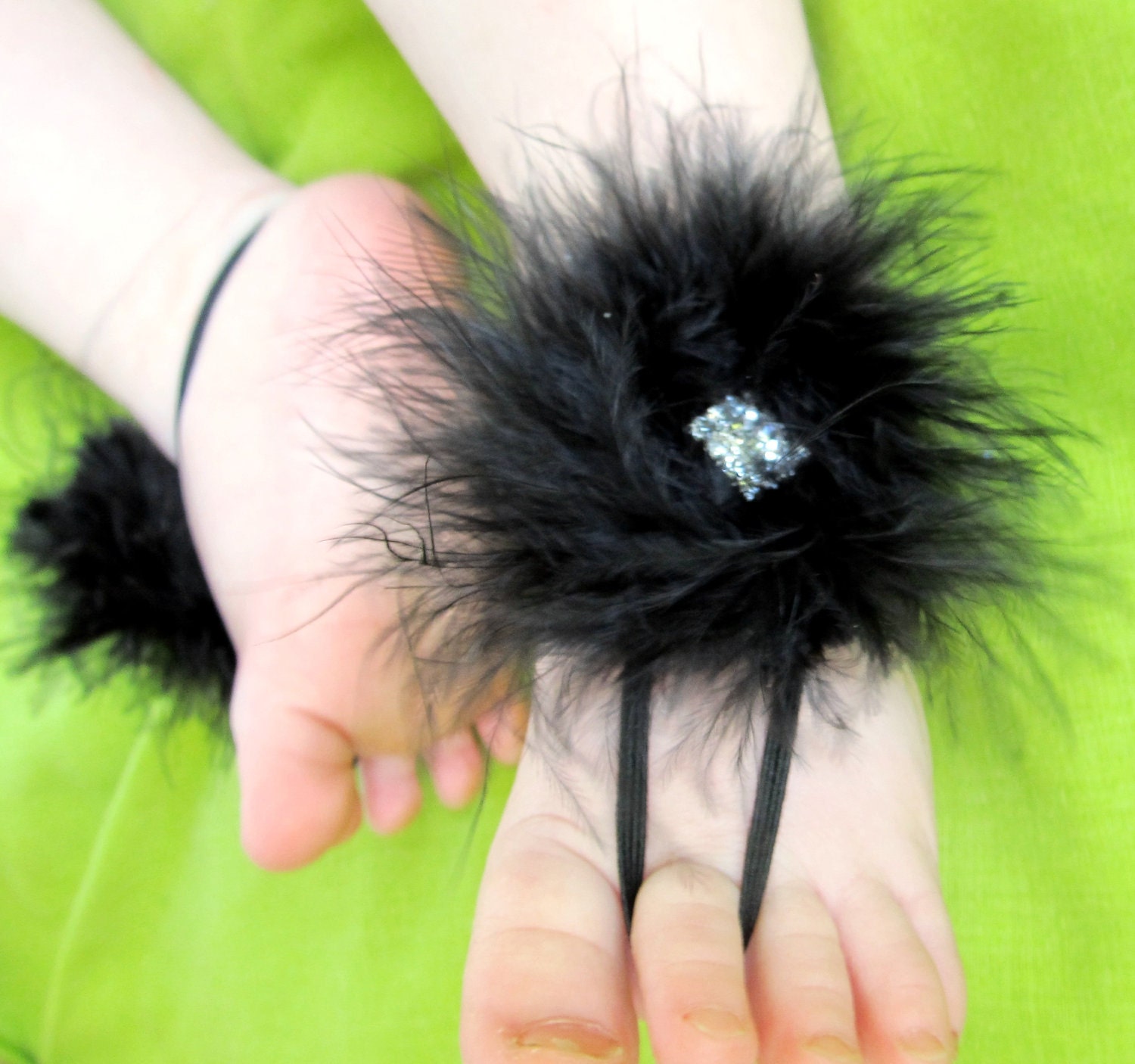 Baby Barefoot Sandals, Baby Shoes, Feather Barefoot Blossoms - Diva Design
