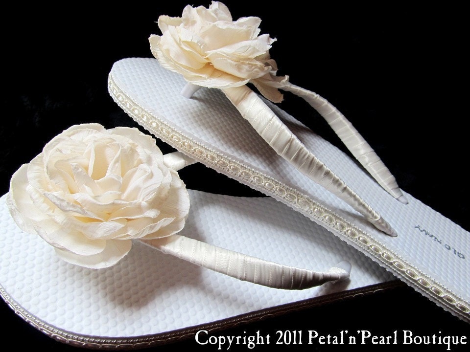 Bridal Flip Flops - Ivory - Chloe
