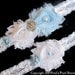 Shabby Chic Bridal Garter Set - Blue Satin and Chiffon