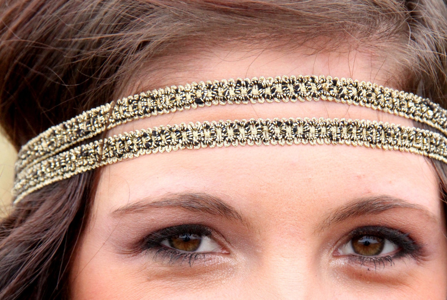 The Golden Joy Headband, Bohemian Style, double strand, Fun, Whimsical, boho band, hippie