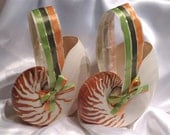 Set of Nautilus Shell Flower Girl Baskets w/ Customizable Colors for Beach or Destination Weddings
