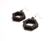 eco friendly geometric Bamboo Wood earrings - Bamboo Hexagon Earrings.  natural bamboo,  modern minimalist jewelry.