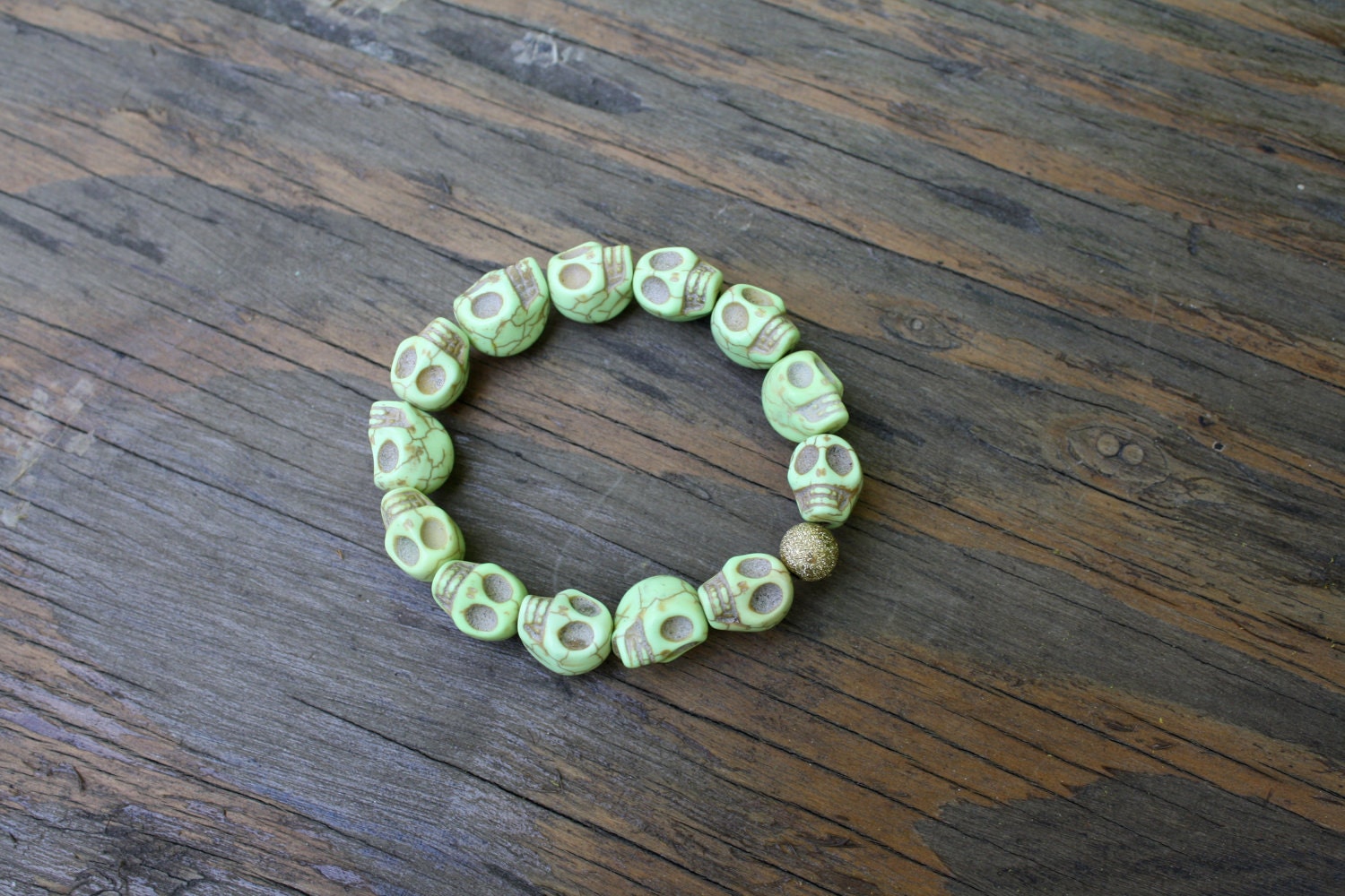 Infinity Lime Green Skull Bracelet