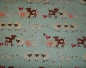 Farm Fresh From Riley Blake Cows, pigs, Chickens, and  sheep on a light blue  cute kids line 1 yard cotton quilt fabric