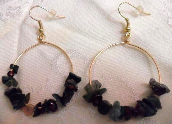 Agate Chips Hoops Earrings