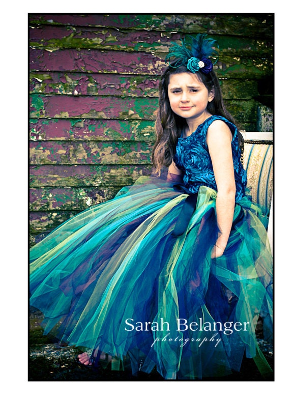 Luxurious Miss Peacock.....2 piece flower girl dress perfect for your peacock wedding