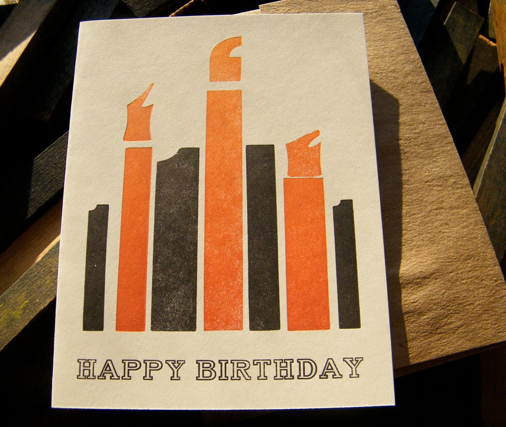 Happy Birthday letterpress card - by BIMPRESSED