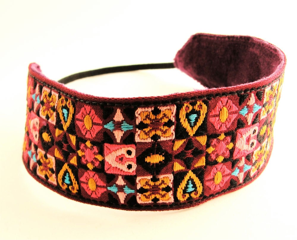 Headband floral jacquard head band vintage trim women hair accessory