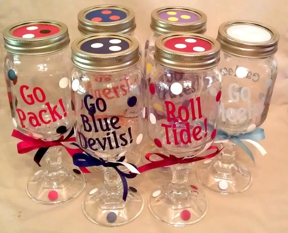 Custom-Made College Themed REDNECK WINE GLASS Pick Your Name & Colors