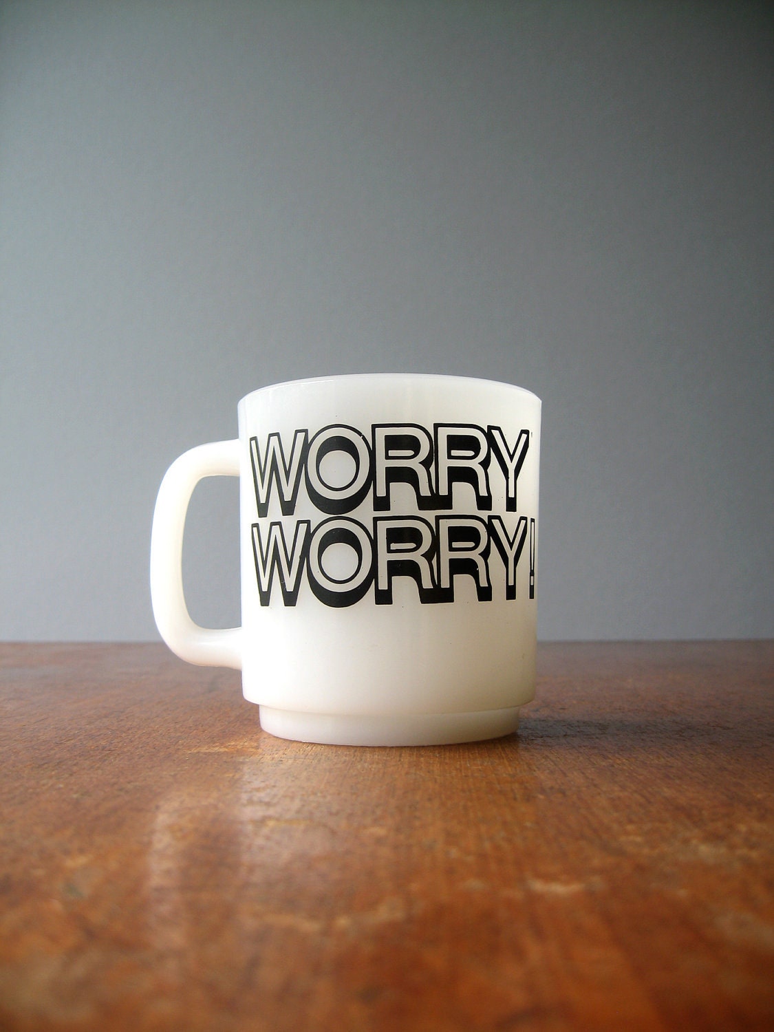 Retro Milk Glass Worry Worry Mug - RESERVED