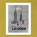 London art print illustration 12x16 poster