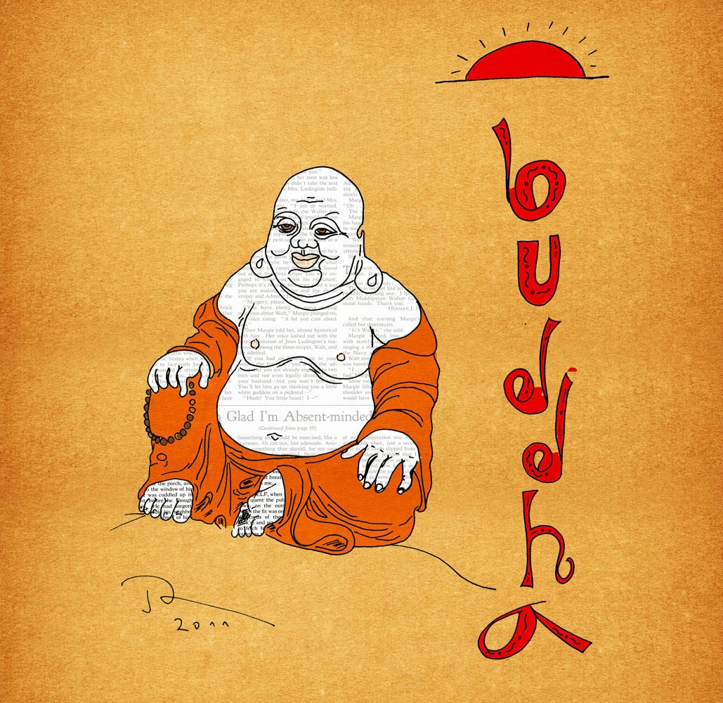 Buddha art print illustration poster 12x16