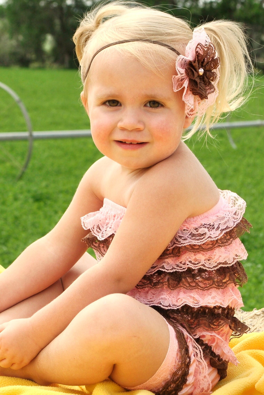 Light Pink and Brown Romper