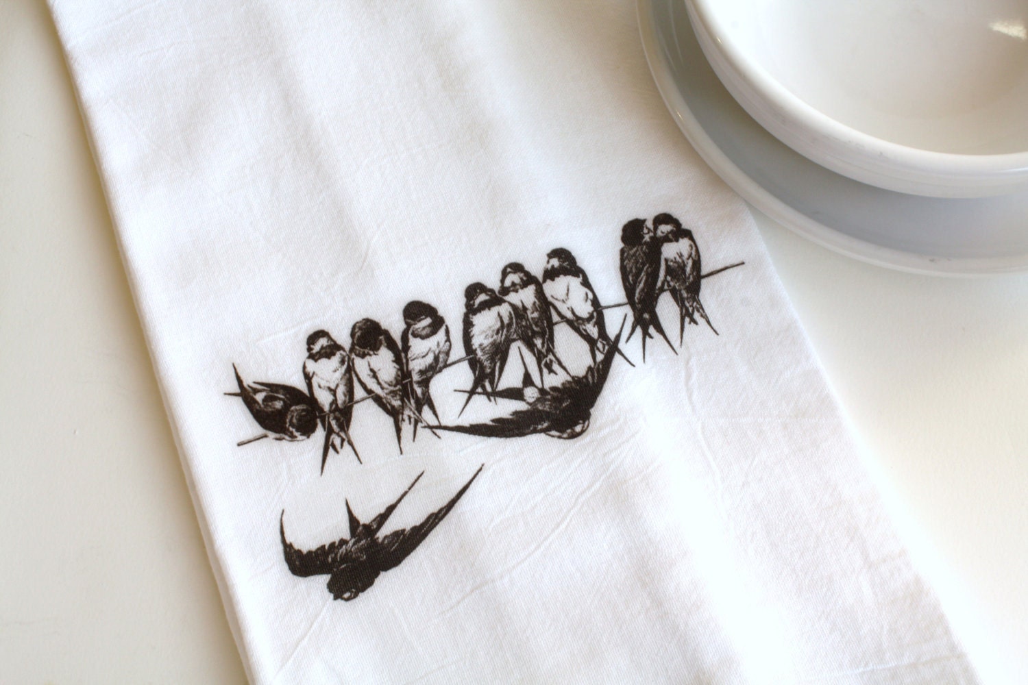 Kitchen Tea Towel, Home Decor,  Hostess Gift, Flour Sack Towel, Birds