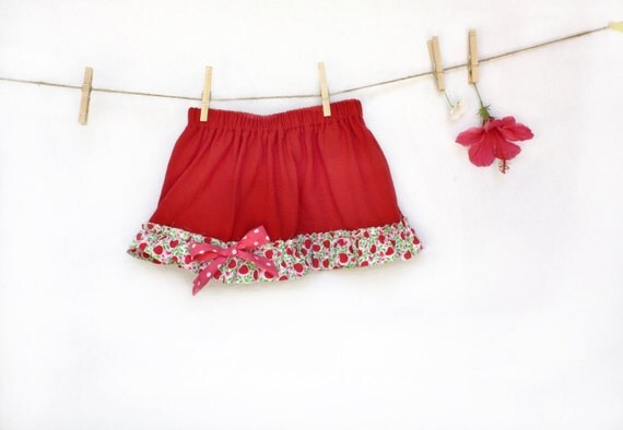 Childrens Clothing, Red, Ruffle, Girls Skirt,  Size 3/4, Red, Ruffle, Children, Kids,
