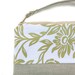 Large Natural Linen and Green Floral Cotton Print, Zipper, Wristlet, Clutch, Handbag, Purse, Strap-READY TO SHIP