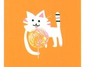 Cat & Candy - 5x7 Screen Print