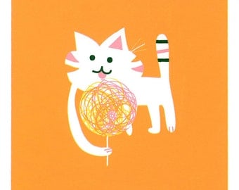 Cat & Candy - 5x7 Screen Print
