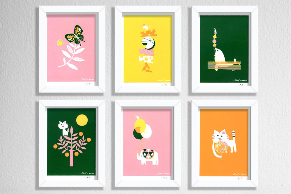 Up in the Air - Set of Six 5x7 Screenprints