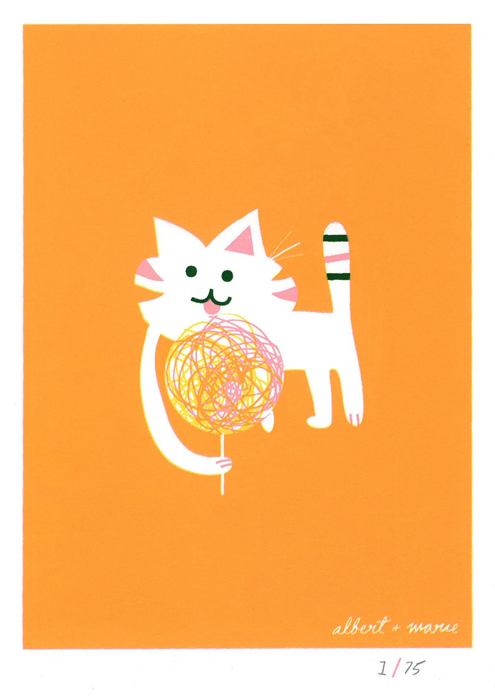 Cat & Candy - 5x7 Screen Print