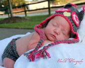 6-12 Months Owl Hat and Diaper Cover Set - Photo Prop