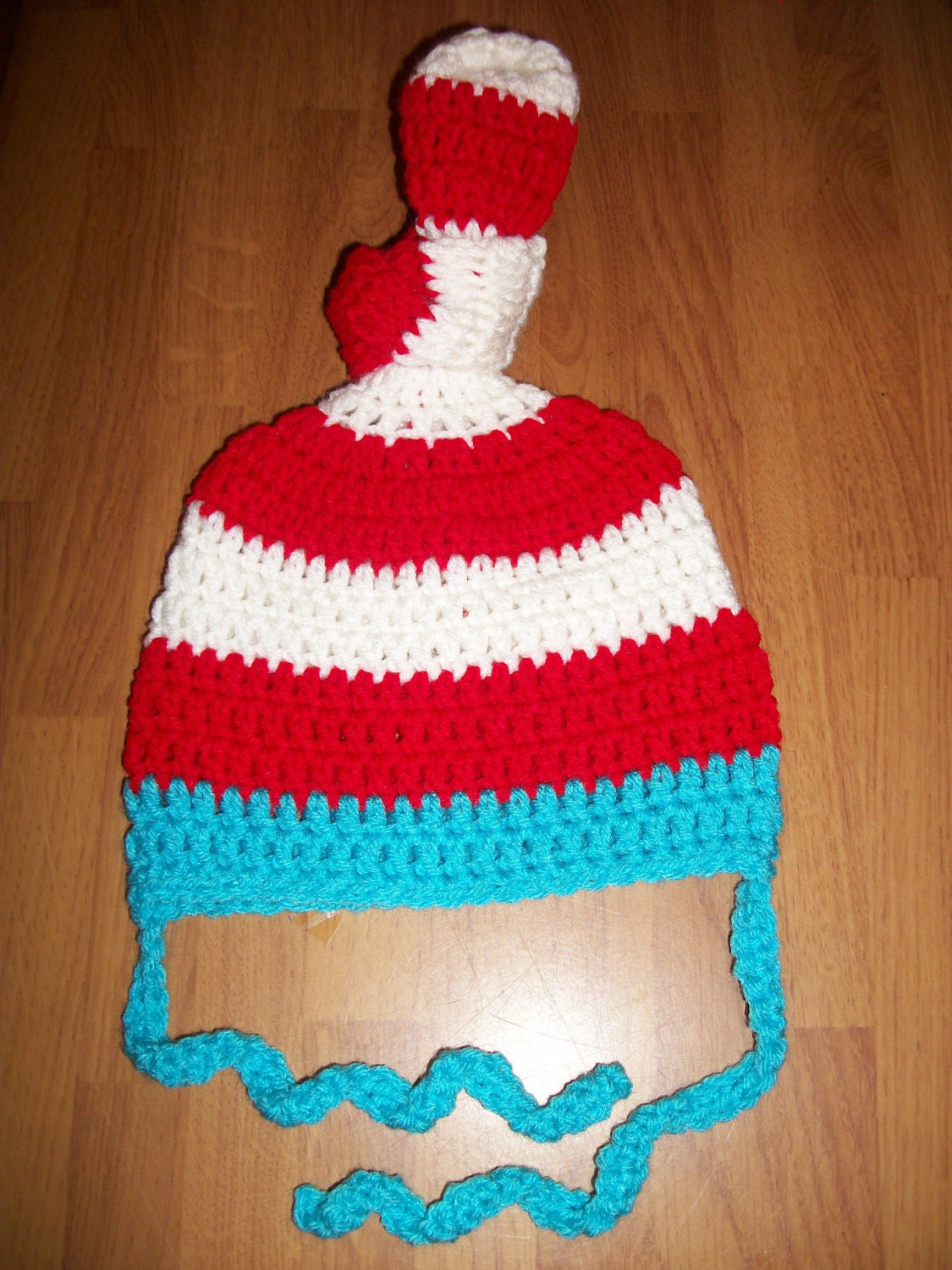 6-12 Month Cat in the Hat - Dr Seuss inspired Hat with Topknot and  Ties - Photo Prop