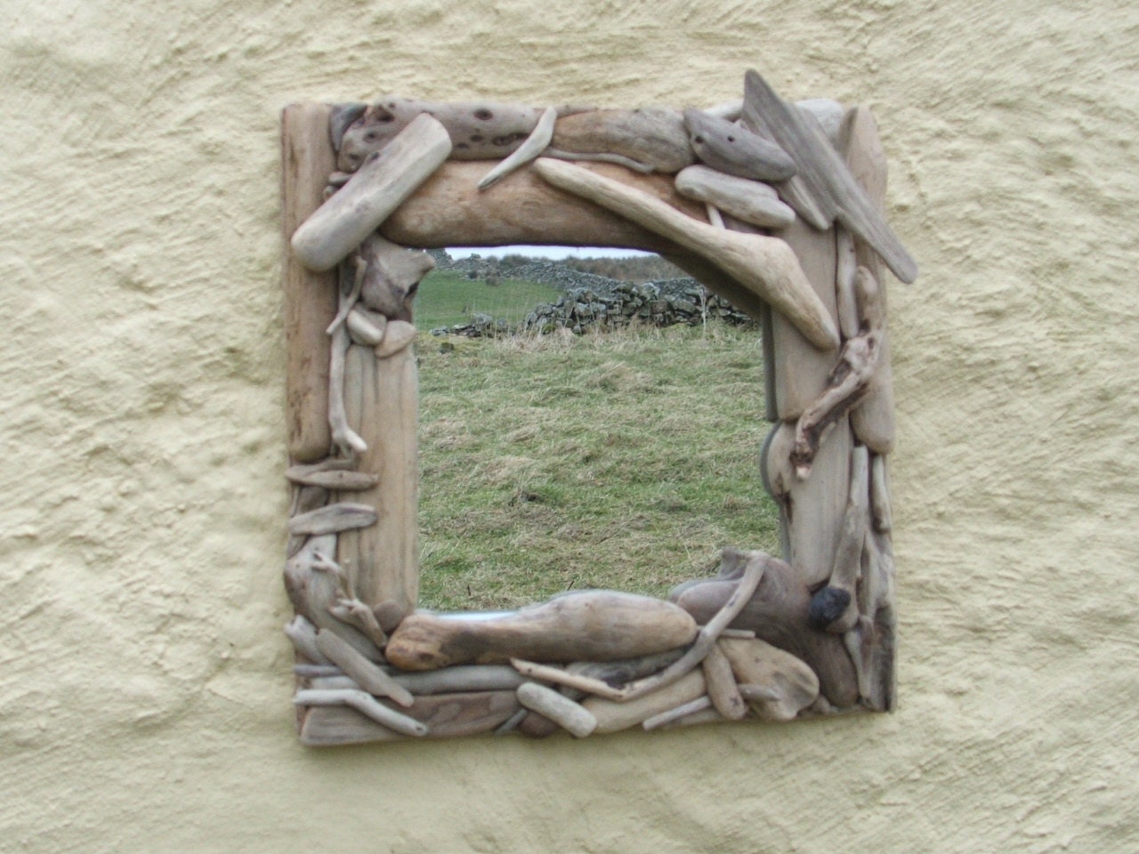 Driftwood Mirror. Handcrafted Rustic Mirror.