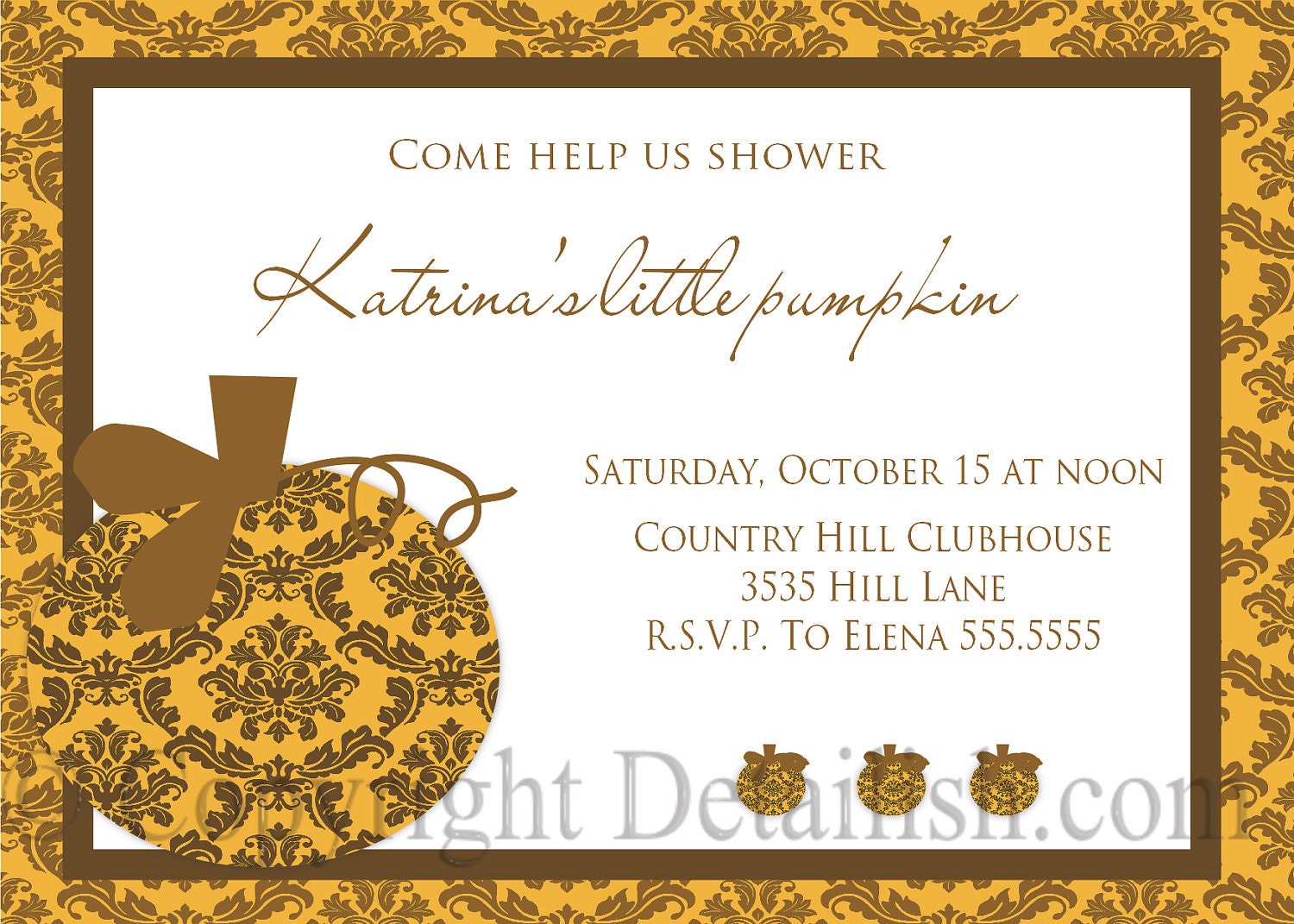 Modern Fall Halloween Little Pumpkin baby shower invitation - Custom DIY printable 302 Il_170x135