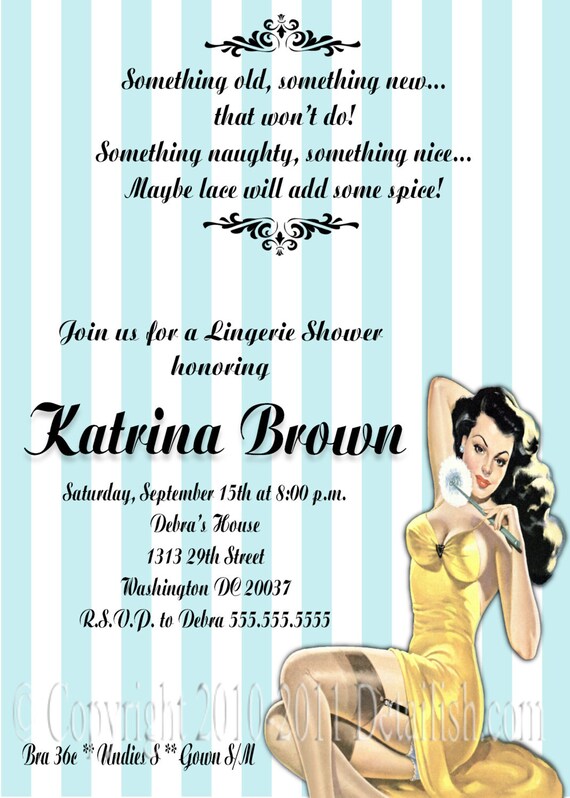 PRINTABLE Vintage Style Lingerie Bachelorette Party Invitation - DIY UPRINT Il_570xn