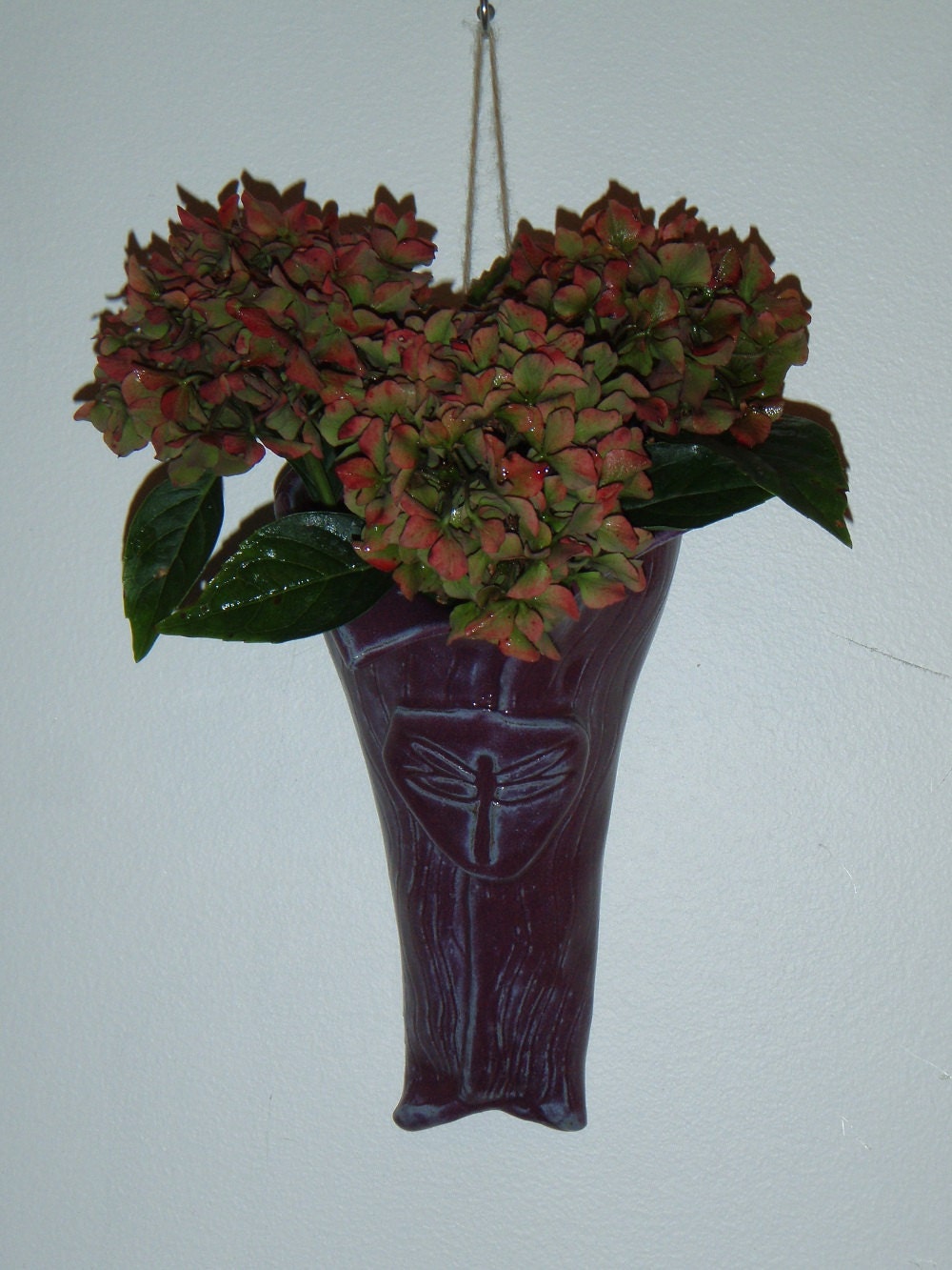 Purple dragonfly wall vase