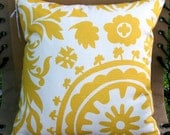 Premier Prints Yellow Suzani Pillow Cover- 16x16 inches- Hidden Zipper Closure