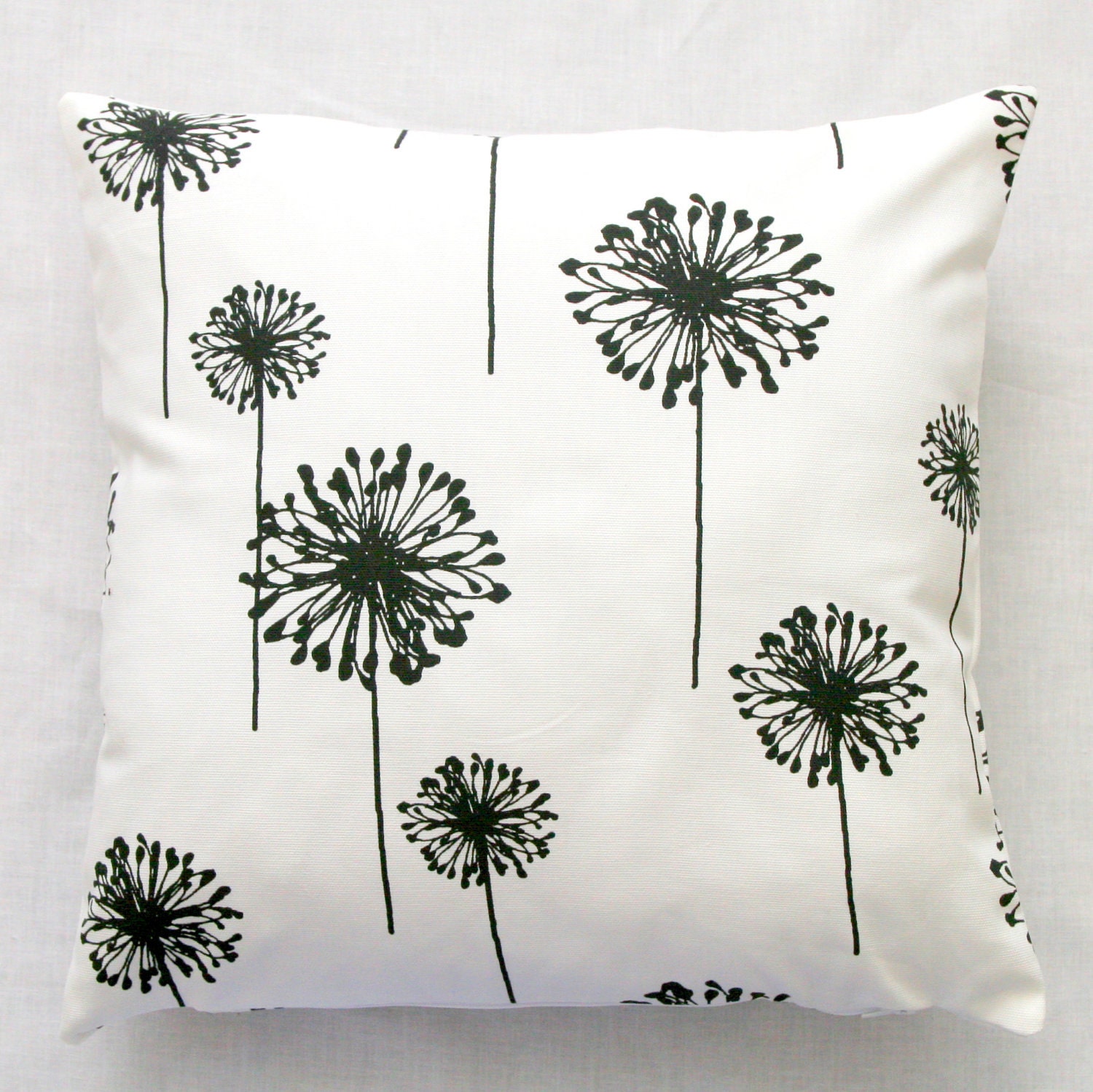 Premier Prints Black Dandelion Pillow Cover- 16x16 inches- Hidden Zipper Closure