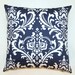 Premier Prints Ozborne Navy Blue Damask Pillow Cover- 16x16 inches- Hidden Zipper Closure