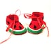 Watermelon baby booties , felt shoe felt baby booties fruit novelty green red newborn baby shoes summer