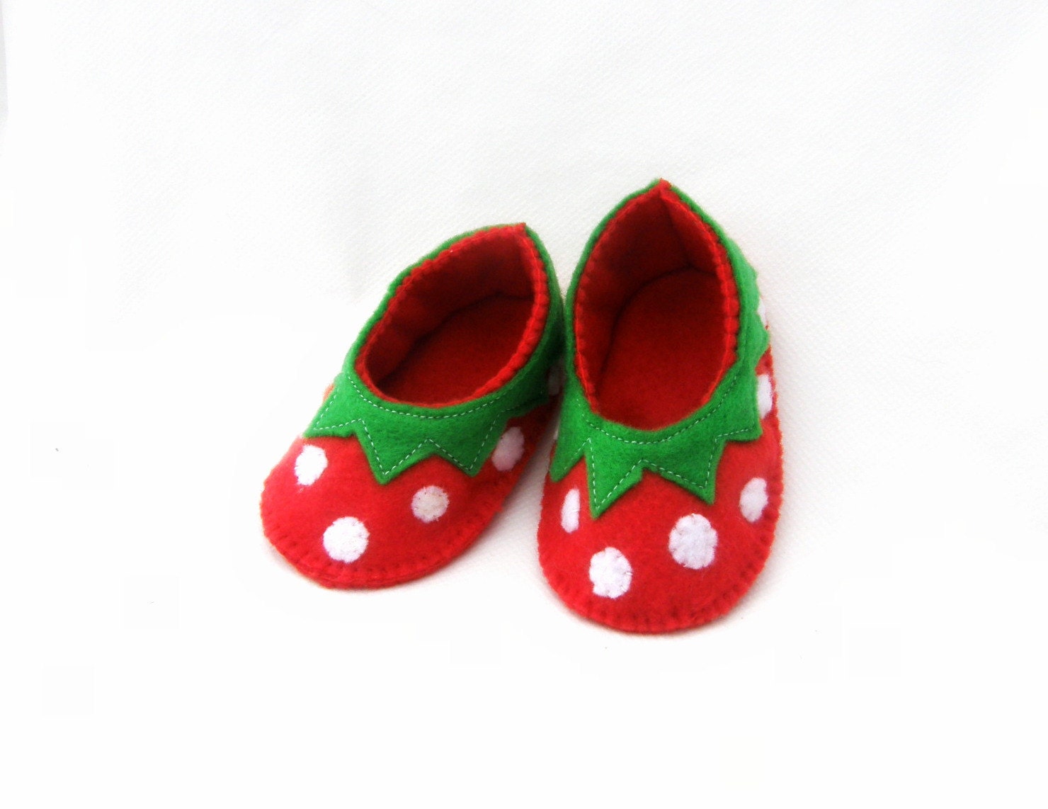 Strawberry baby booties fruit baby shoes felt baby booties novelty shoes newborn