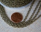 10ft  Antique Brass Chain, Soldered Oval Links 3.5x3x1mm, Solid Brass