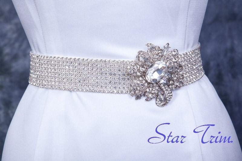 Sophia Swarvoski rhinestone flower bridal sash, belt