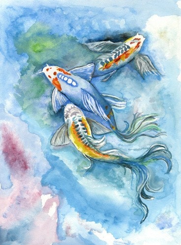 Koi Fish Watercolor Print - 11 x 14 Archival Giclée