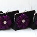 Bridesmaid gift idea - Set of 6 silver grey  silk clutch with fuchsia -monogram the inside for the perfect  gift for summer wedding