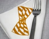Cloth Dinner Napkins Mustard Yellow Bow Tie set of 4